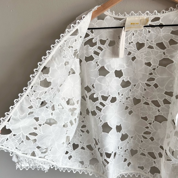 Anthropologie Floral Appliqué Shrug | White | One Size | NWT - Picture 12 of 16
